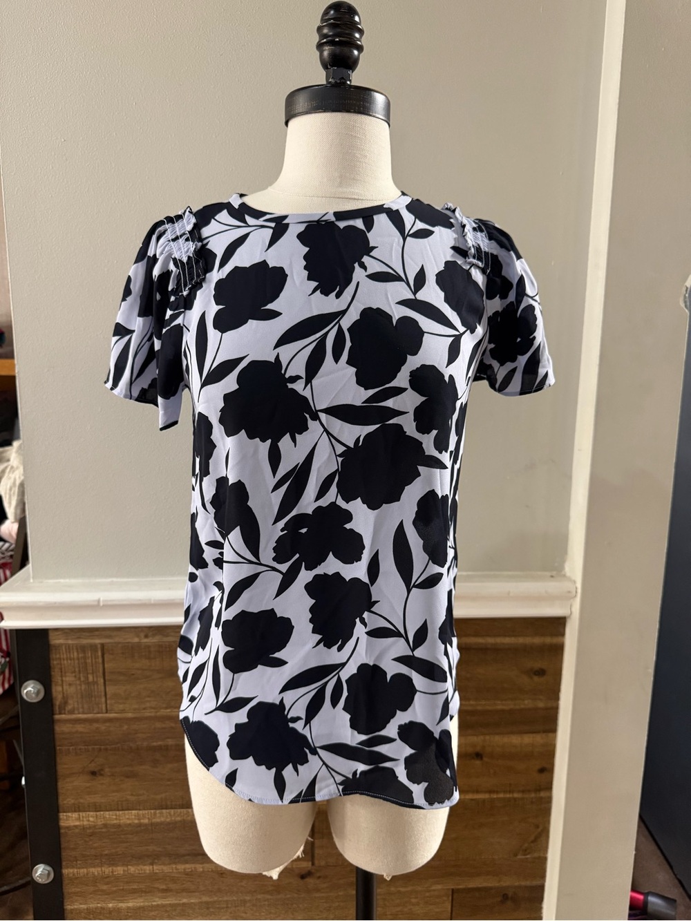 Ann Taylor Black Floral Blouse